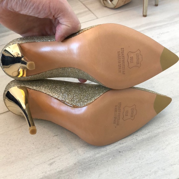 Brand new gold glitter Stuart Weitzman pumps - Picture 5 of 6